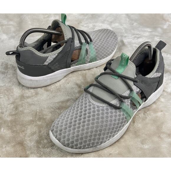 Vionic Shoes Womens Sz 8 Adore Sporty Low Sneakers Gray Green Mesh Lace Up - Picture 1 of 7